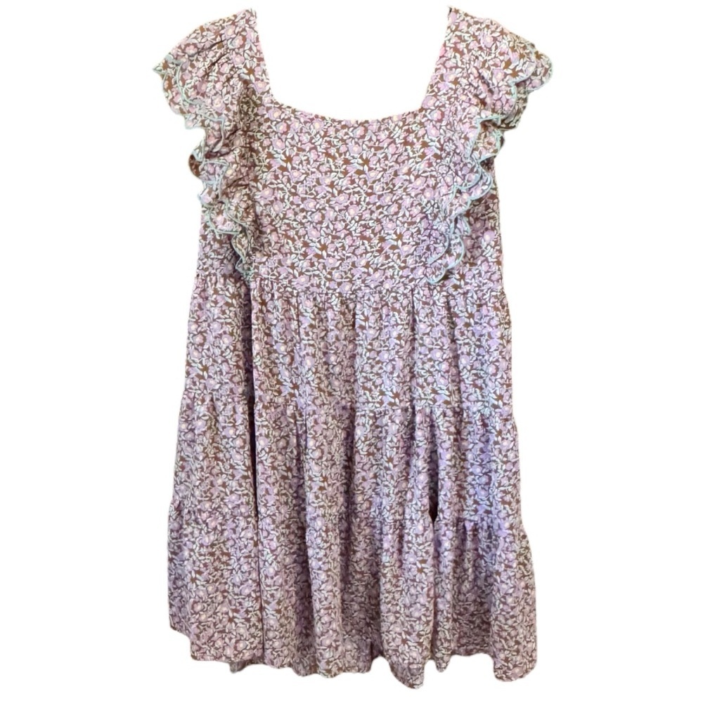 JODIFL Cottagecore Boho Floral Ruffled scalloped Sleeve Tiered Babydoll Dress
